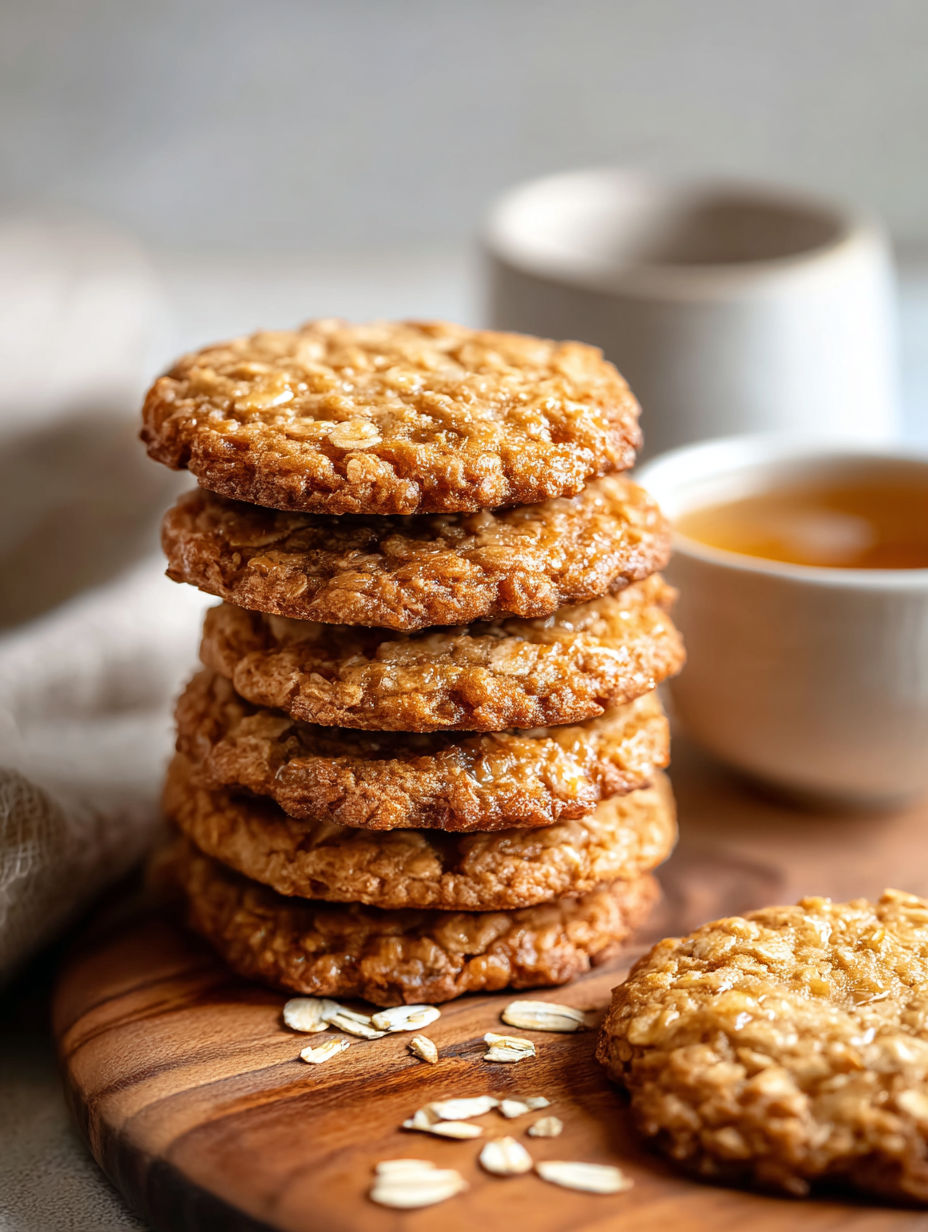 Una torre de deliciosas galletas de avena con miel.