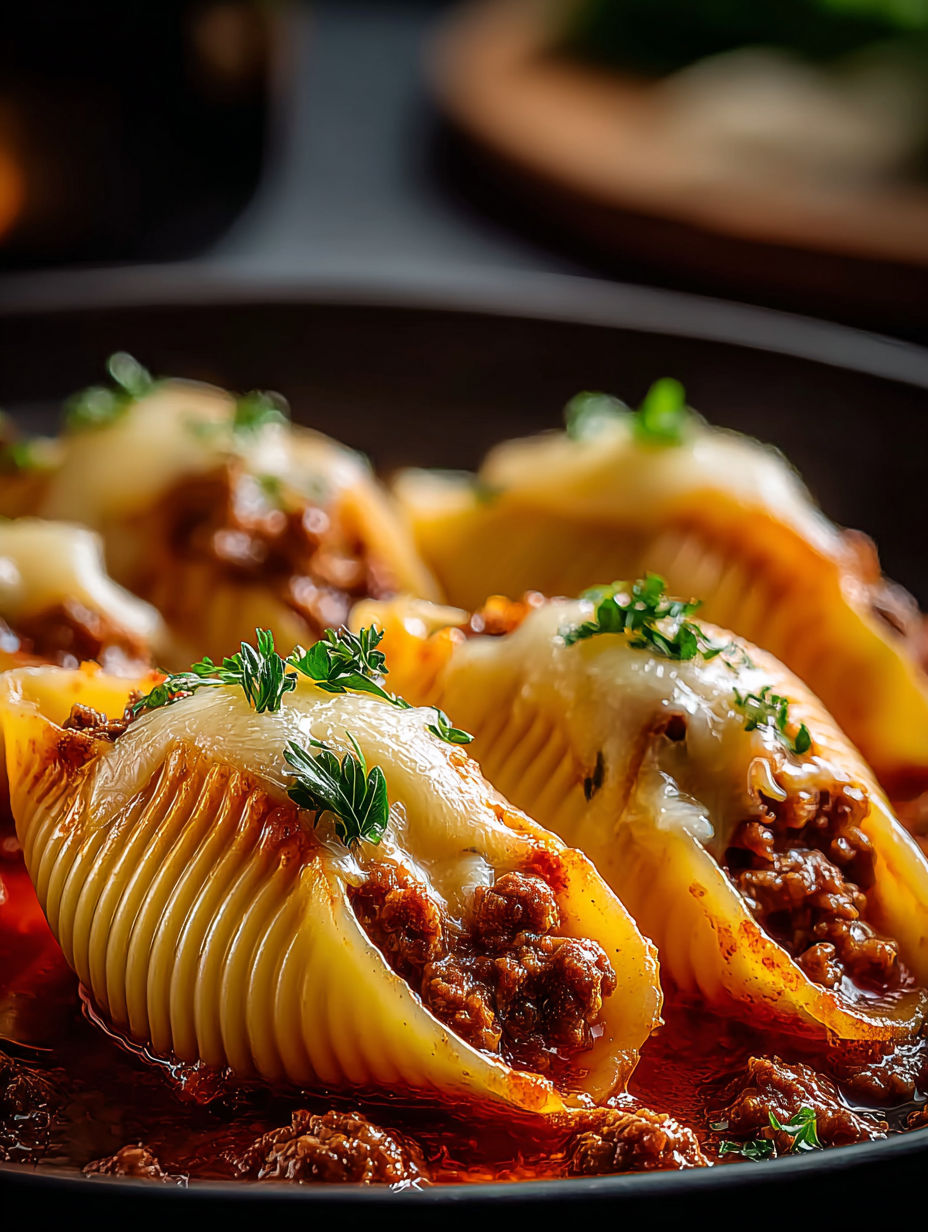 Un plato de comida con un acercamiento a un plato de pasta.