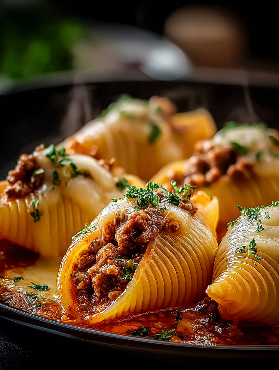Plato con variedad de platos de pasta.