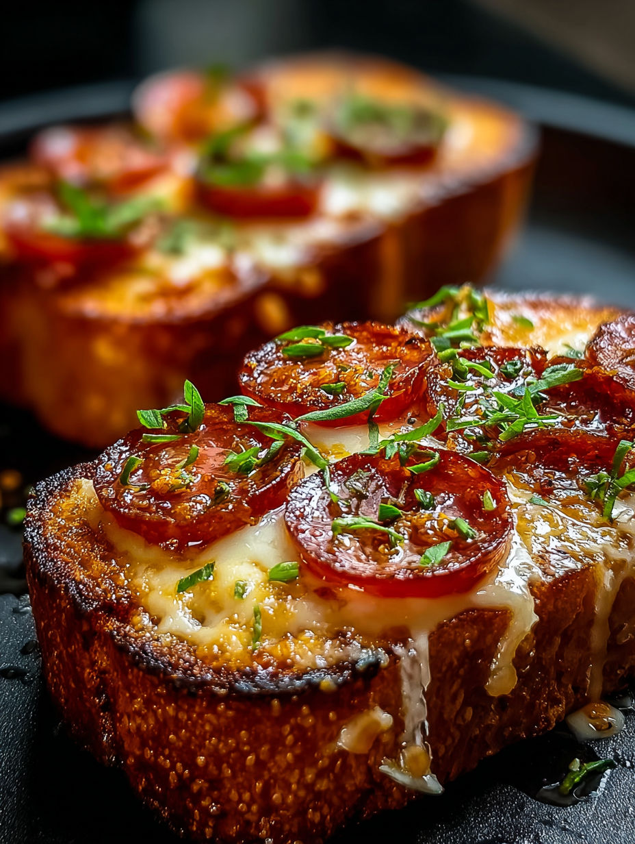 Una rebanada de pizza de Texas toast.