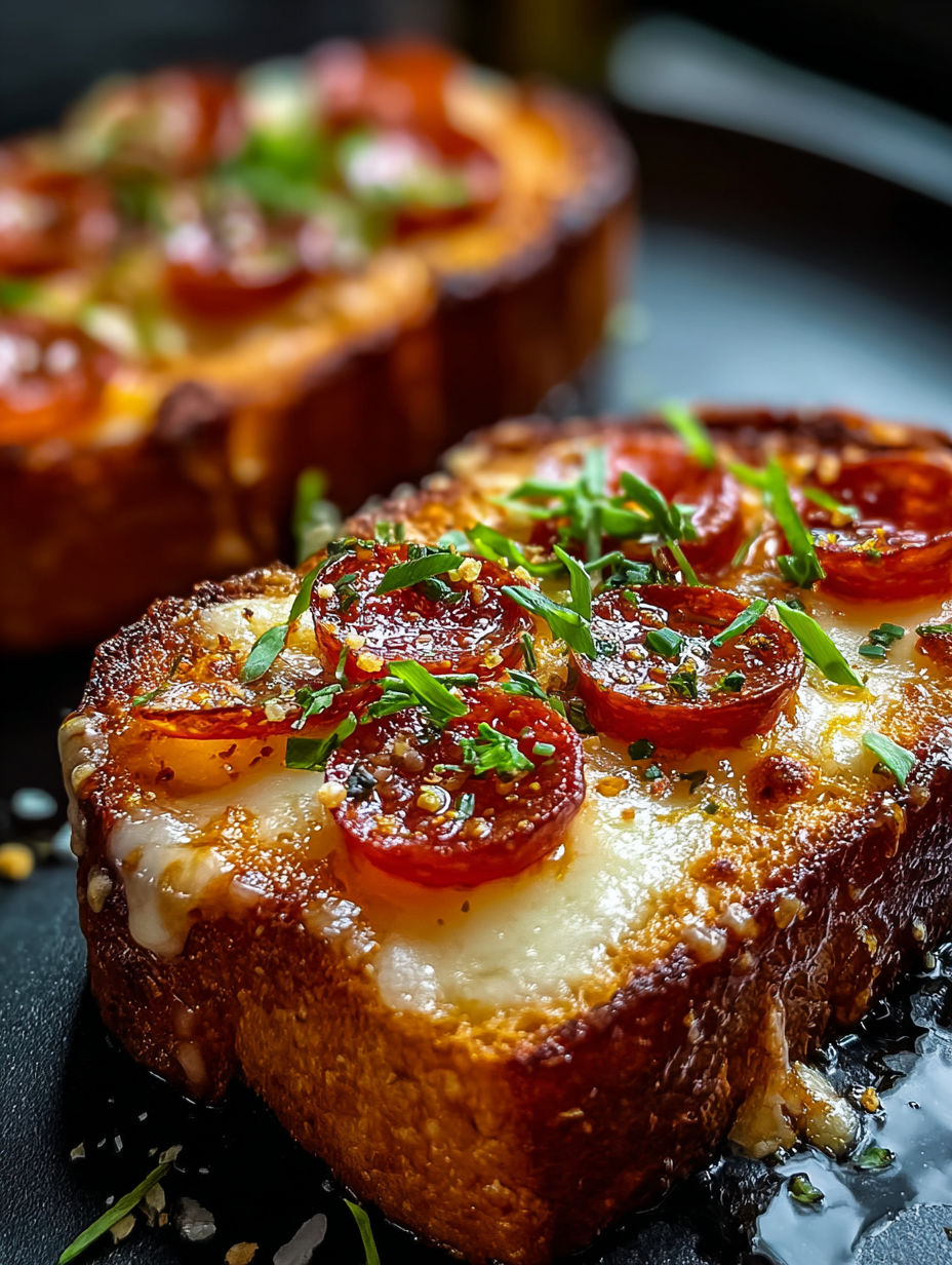 Una rebanada de pizza de Texas toast en freidora de aire.