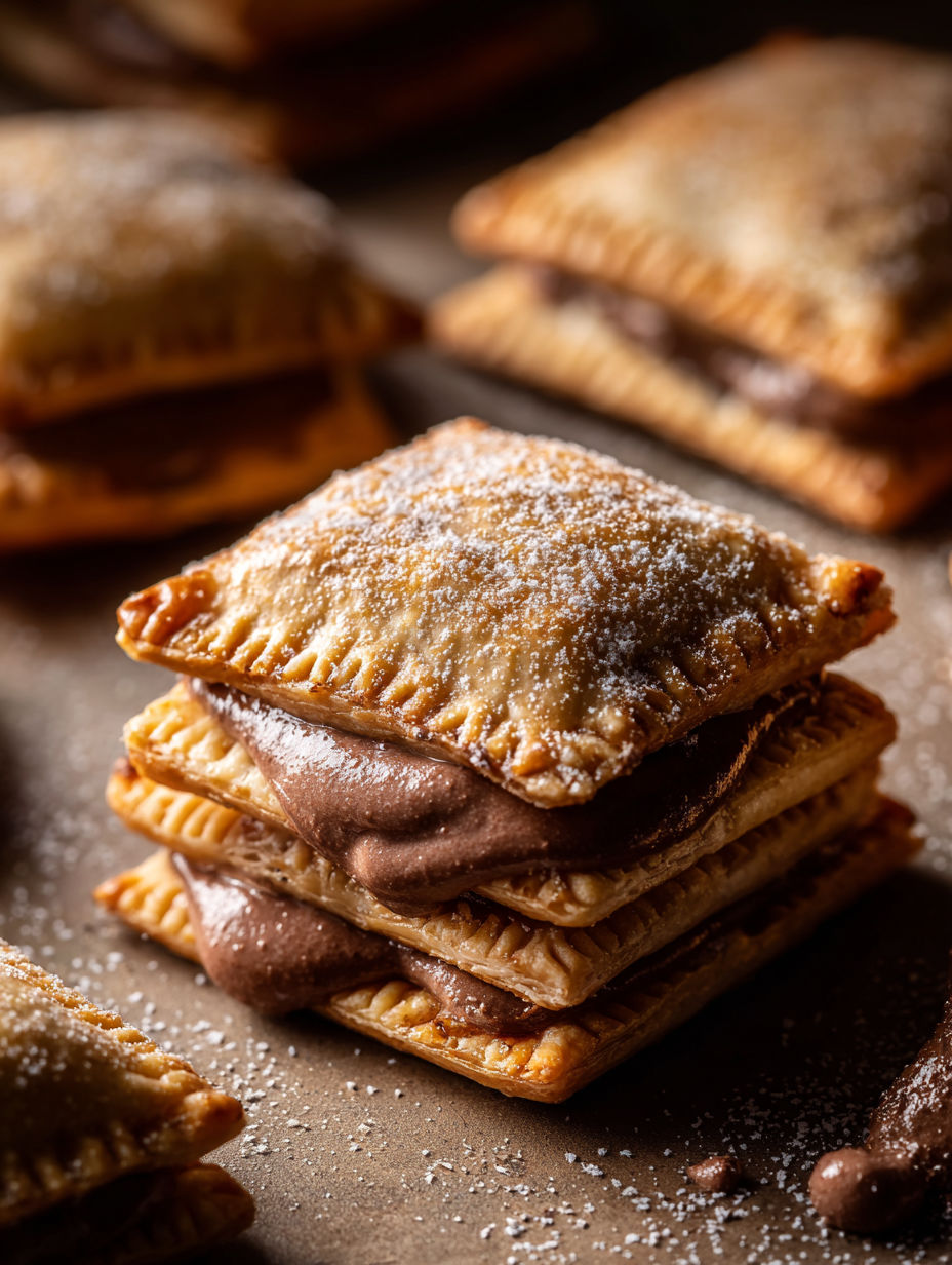 Una pila de galletas con azúcar moreno tipo pop tart.