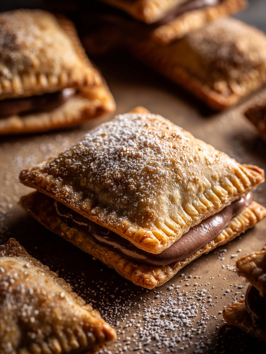 Detalle de un pastelito cubierto de chocolate.