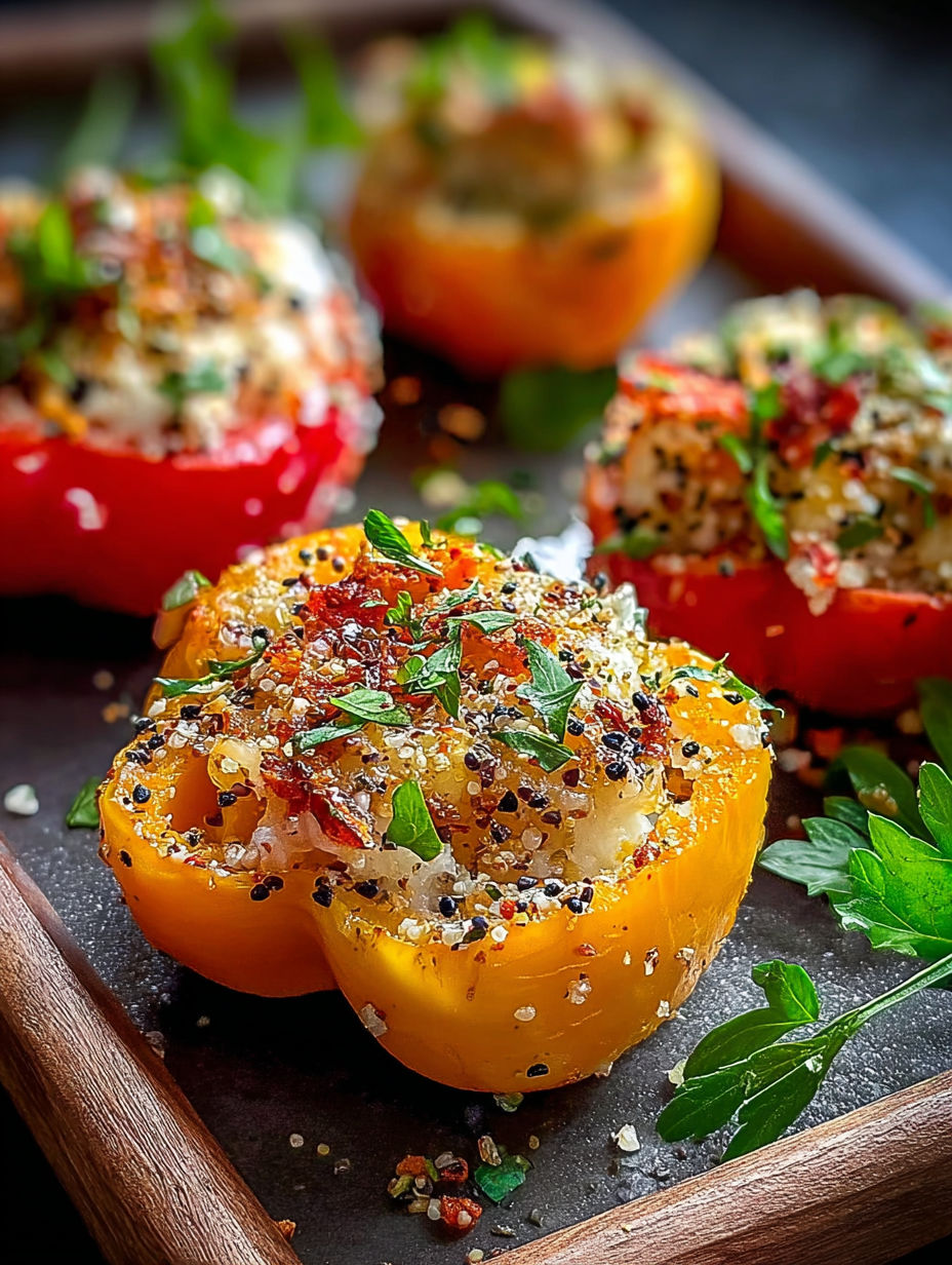 Un plato con mini pimientos rellenos.