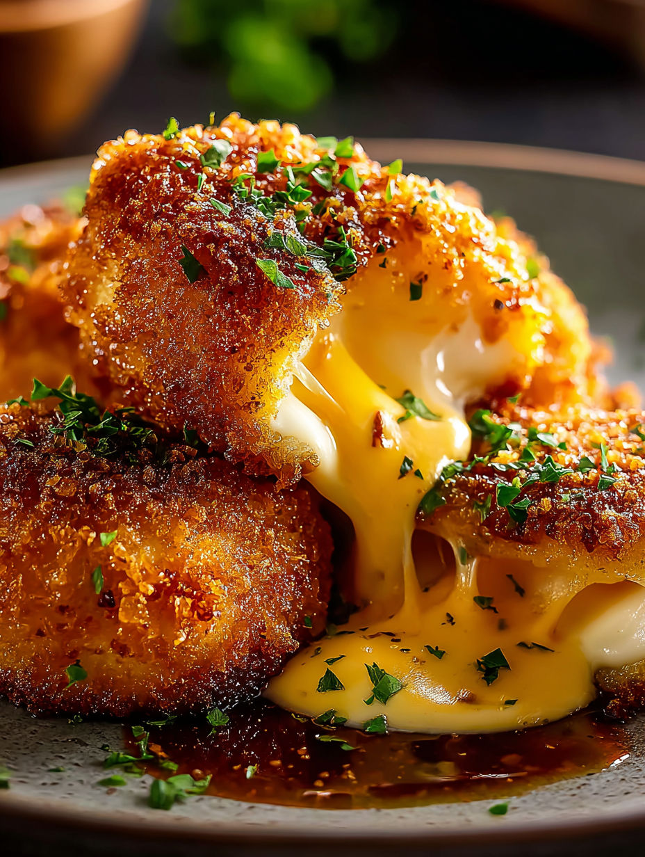 Pollo crujiente con cheddar y queso.