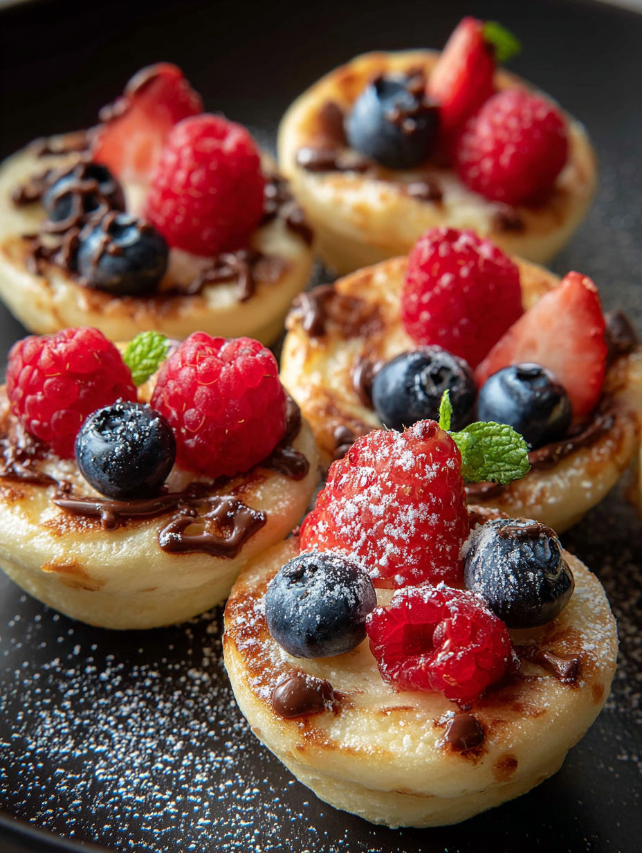 Postre con frambuesas y arándanos.