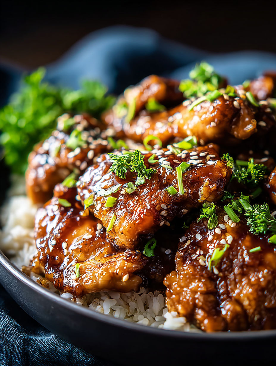 Un plato con muslos de pollo acompañado de arroz y guarnición.