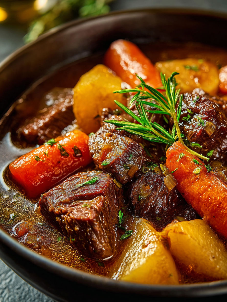 Un plato con carne y verduras.