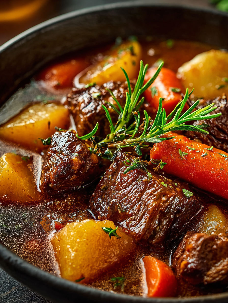 Un plato con carne y verduras.