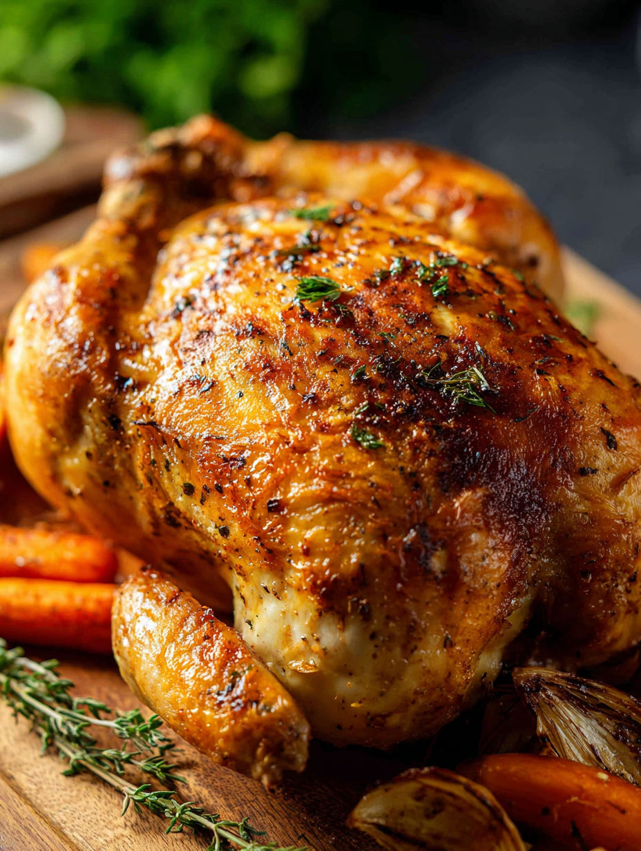 Pollo asado con hierbas y especias.