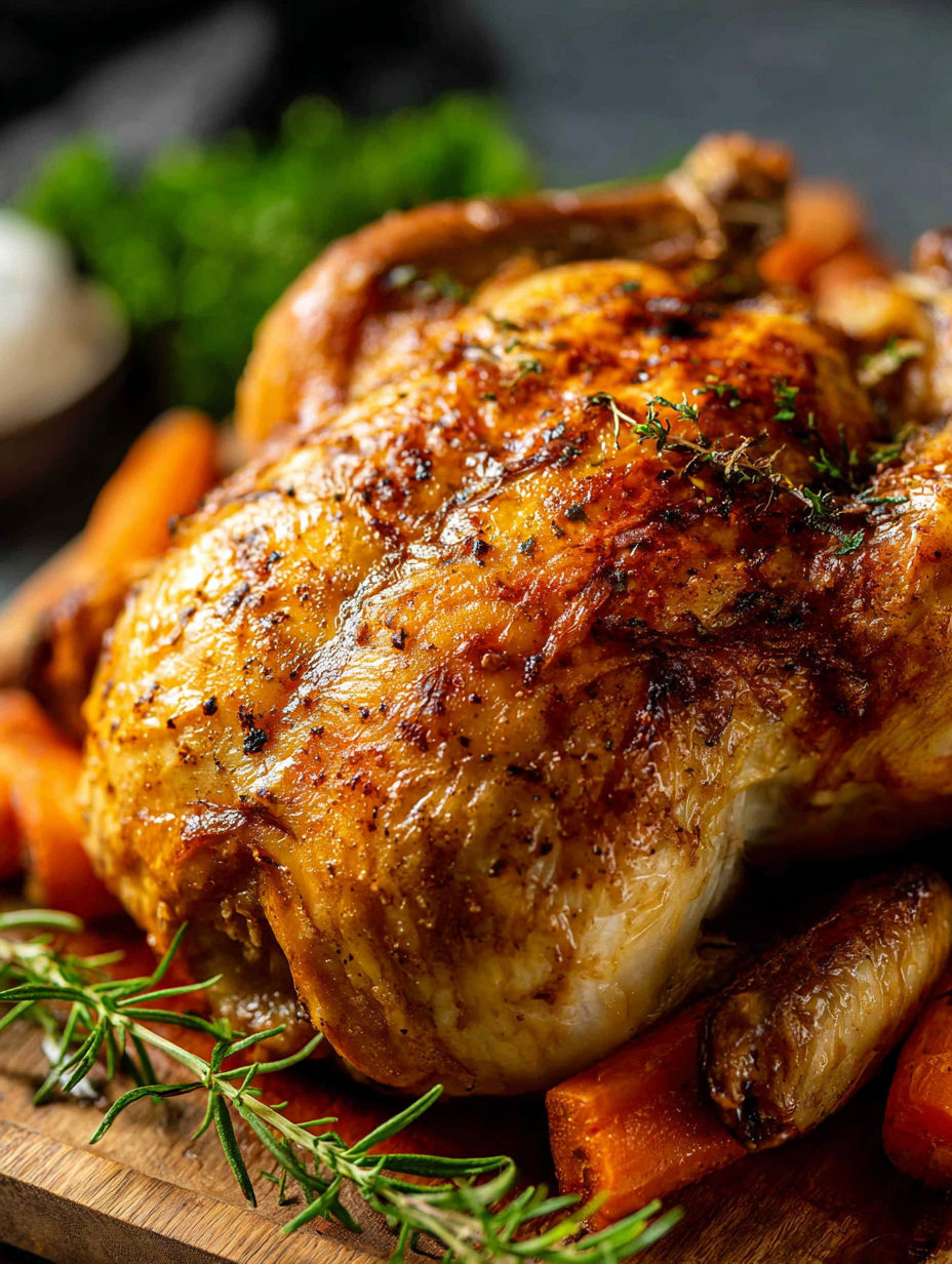 Pollo asado con hierbas y especias.