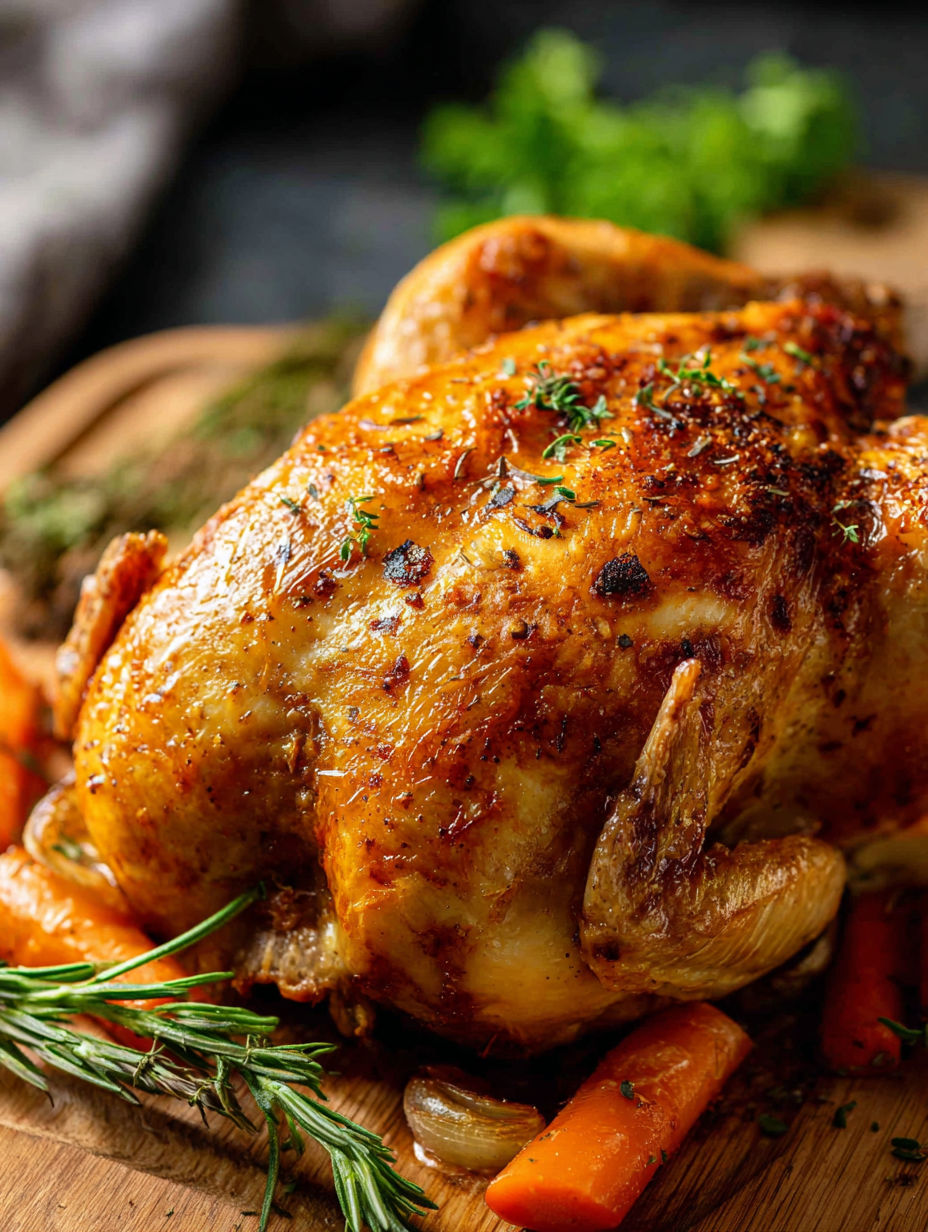 Pollo asado con hierbas y especias.