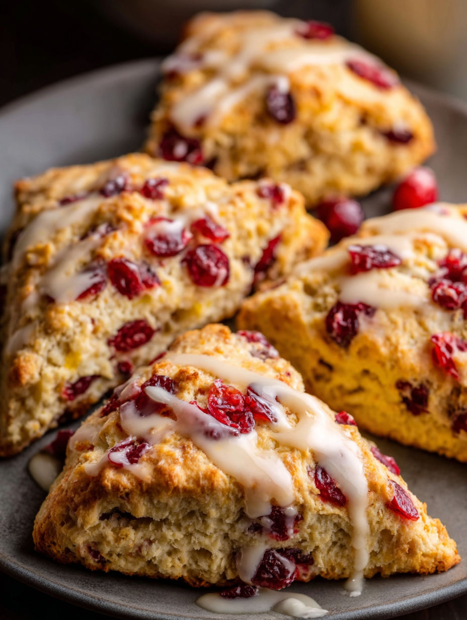 Scones con arándanos y naranja por encima.
