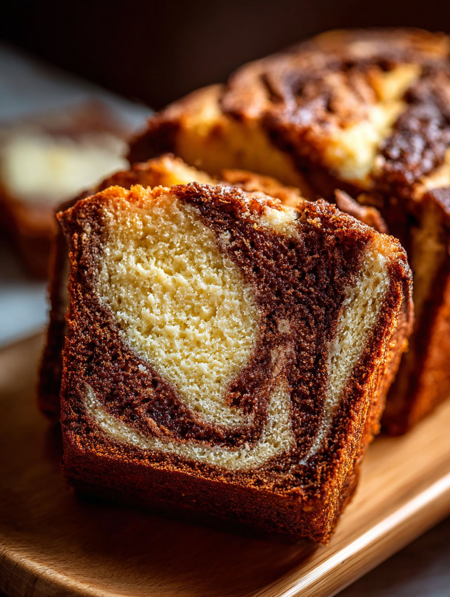 Rebanada de pan de plátano con queso crema y canela.