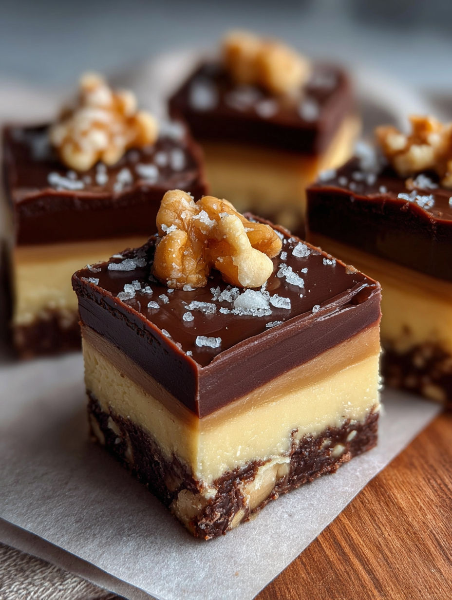 Un trozo de pastel de chocolate con nueces encima.