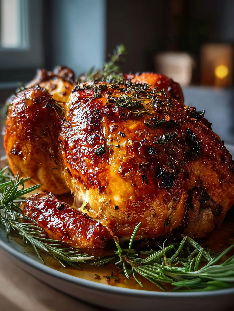 Pavo asado con hierbas y cítricos.