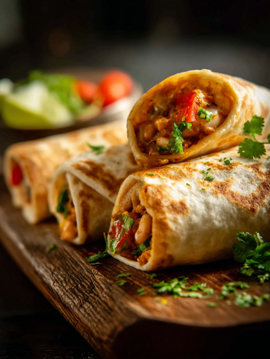 Un plato con burritos de frijoles.