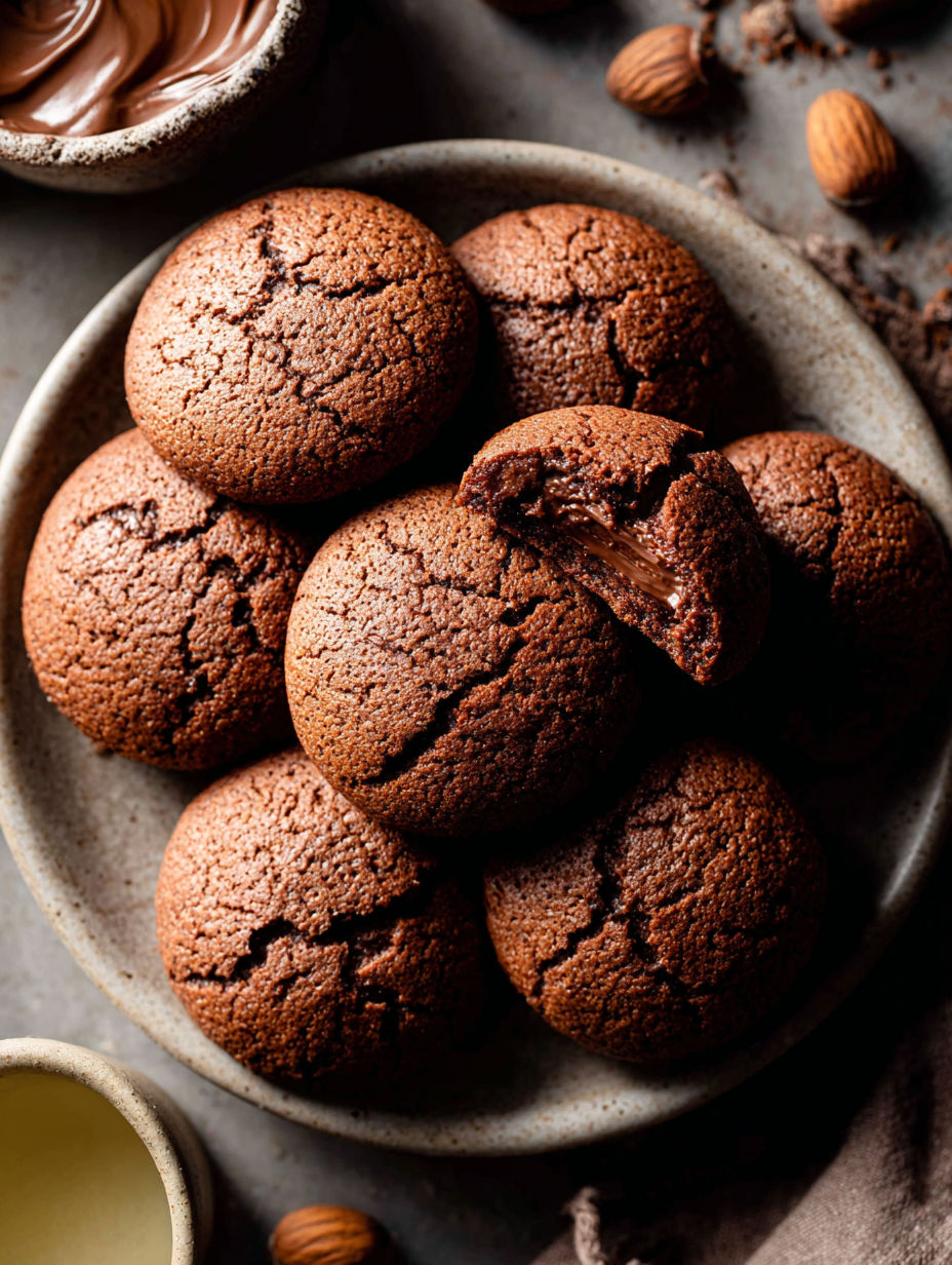 Un plato con galletas de chocolate.