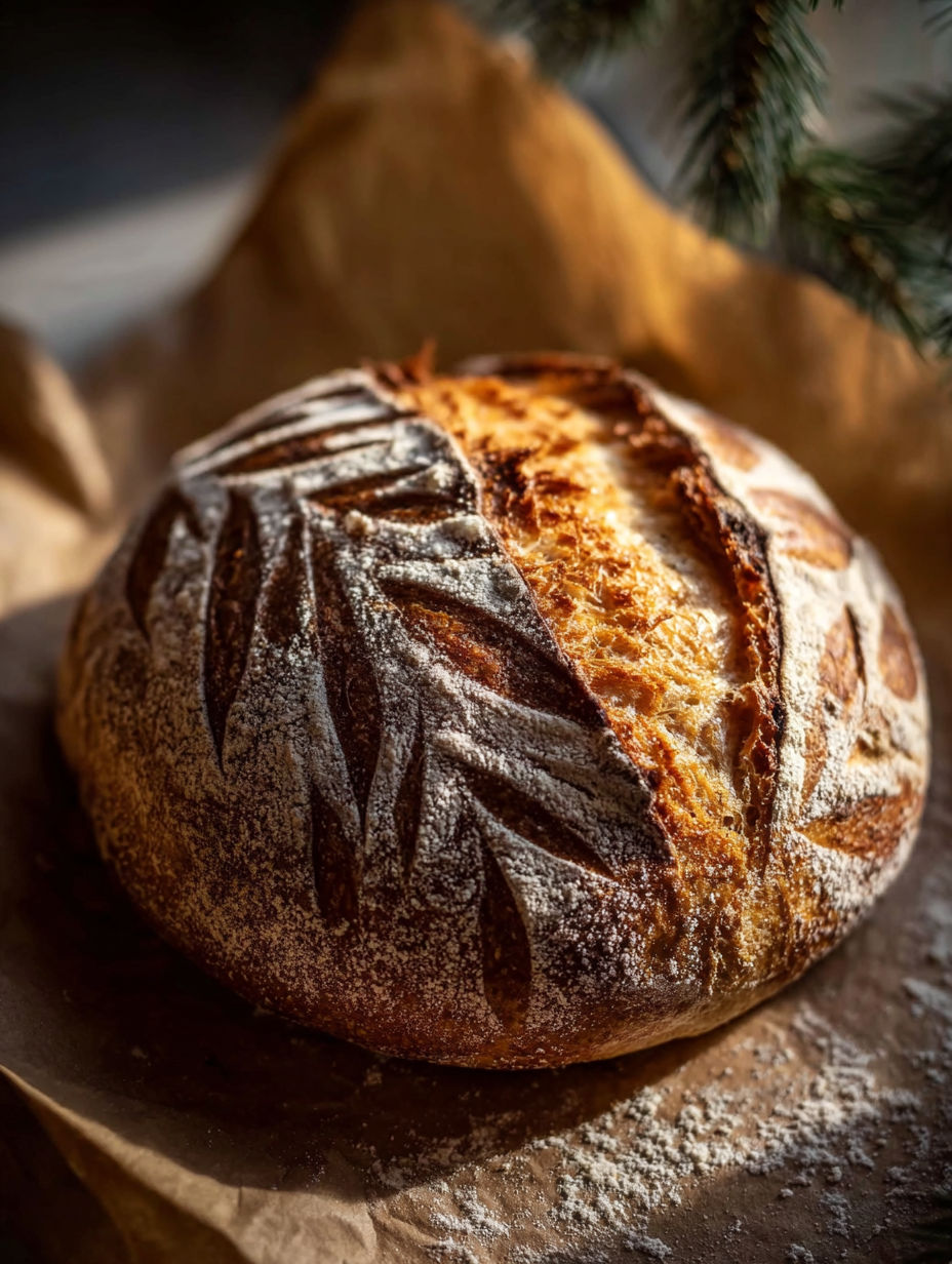 Una barra de pan con costra marrón.