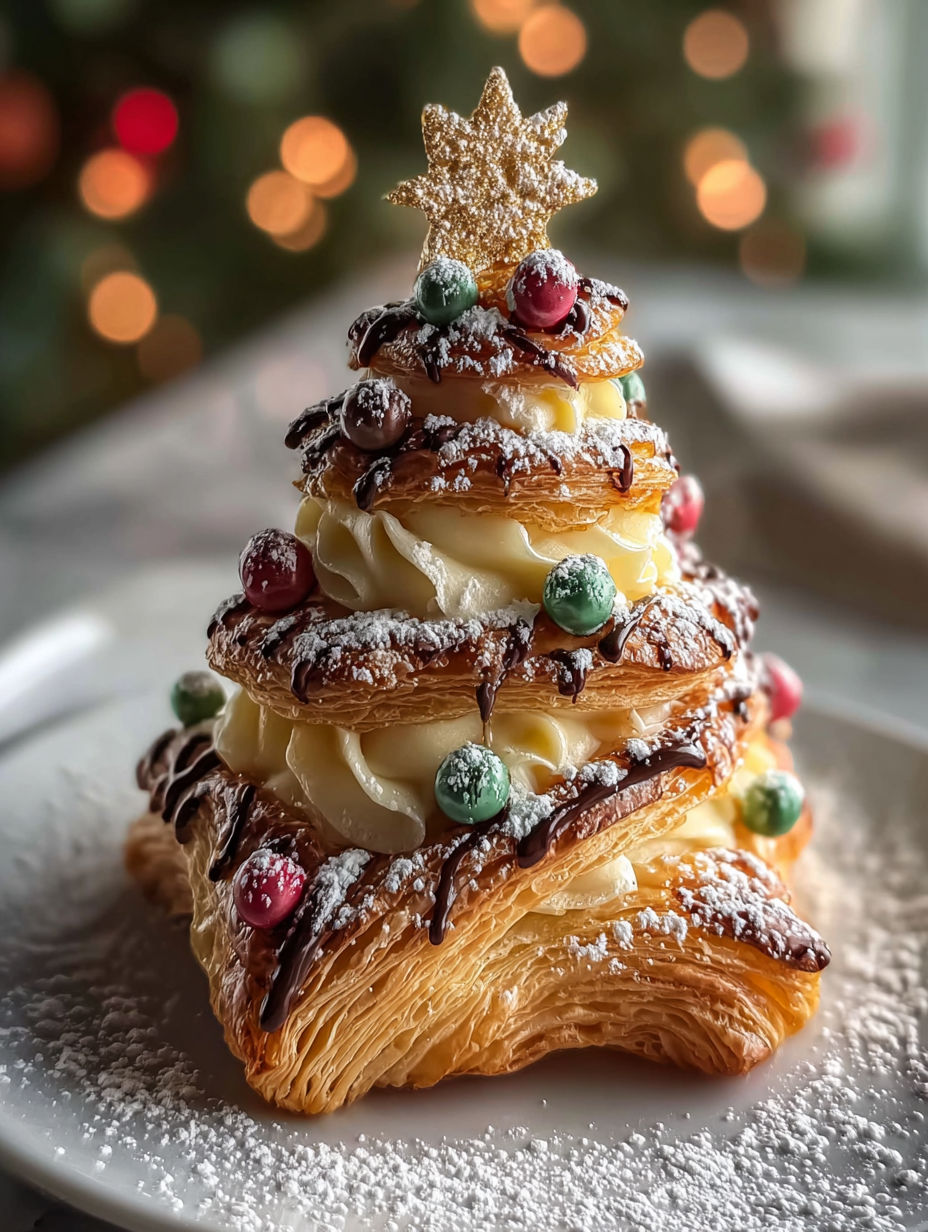 Un pastelito con forma de árbol de Navidad.