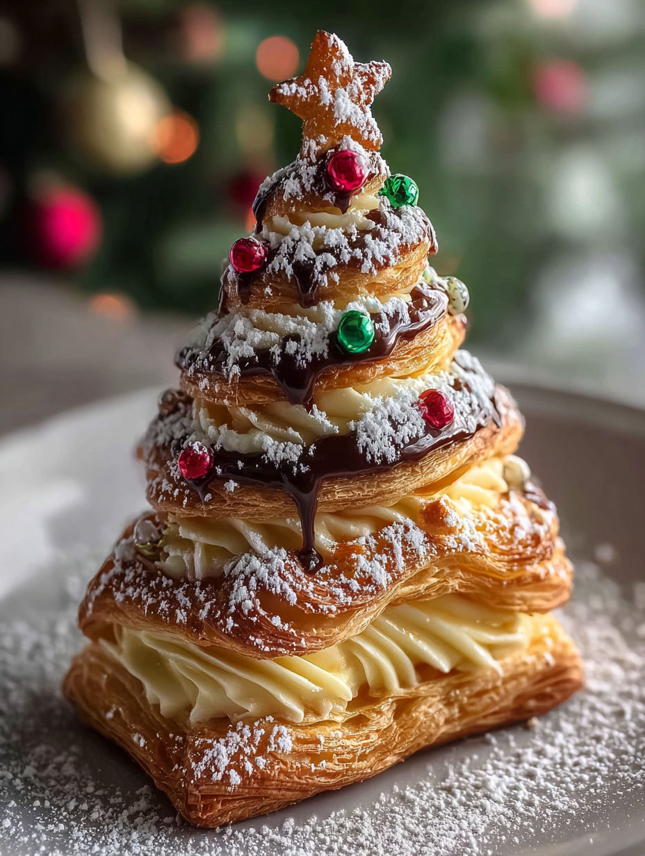 Un pastelito con forma de árbol de Navidad.