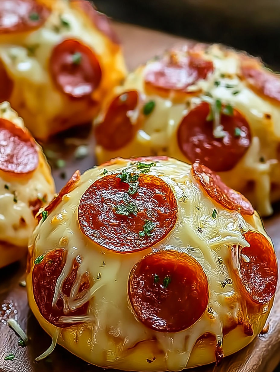 Bombas de pizza con queso y pepperoni.