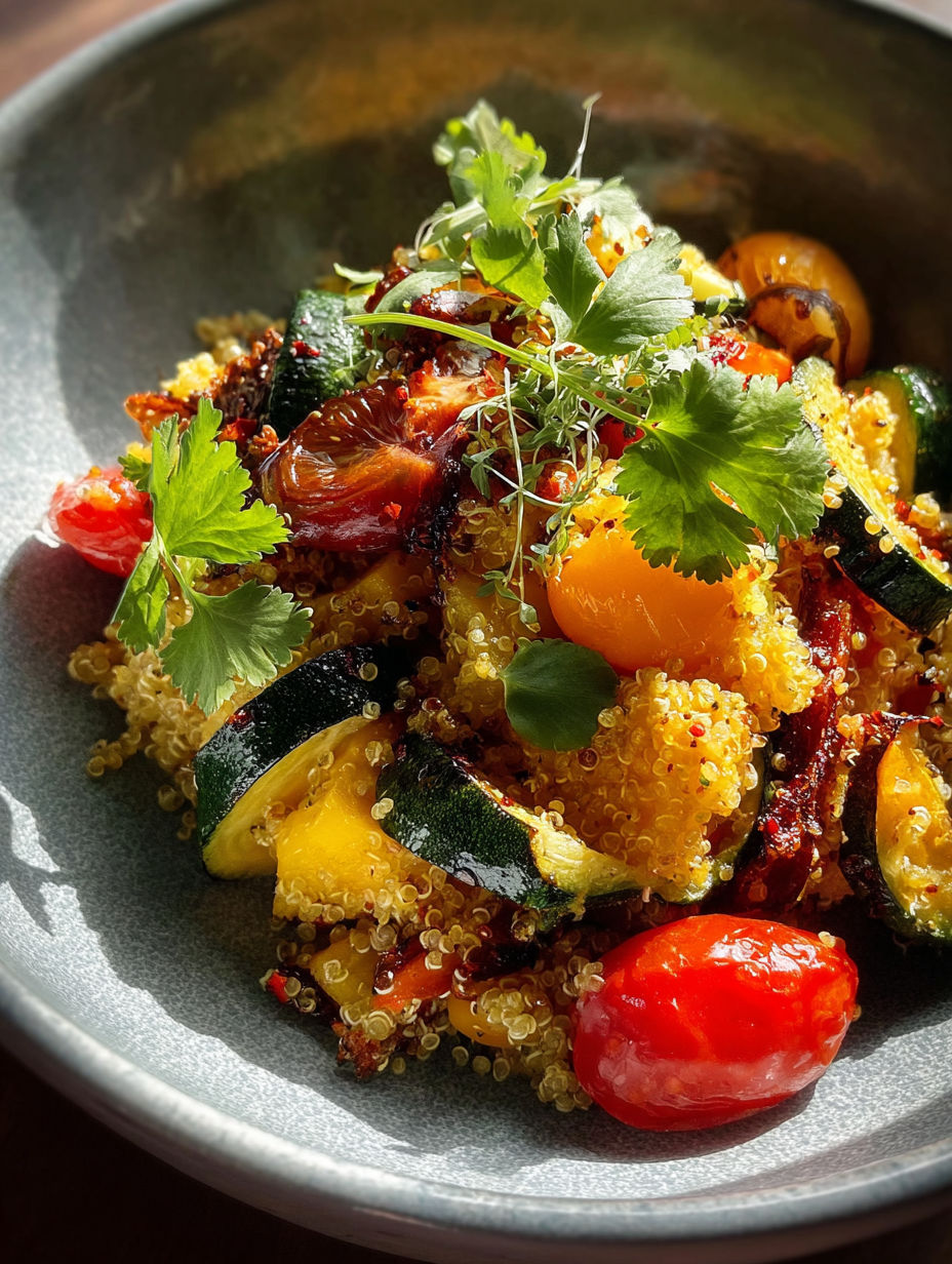 Un tazón con verduras y decoración verde.
