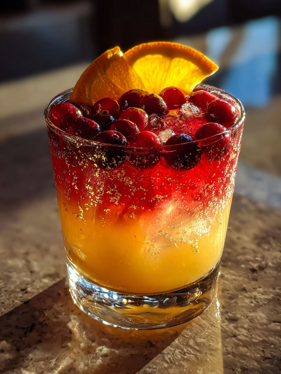 Un vaso con un cóctel especial de Año Nuevo.