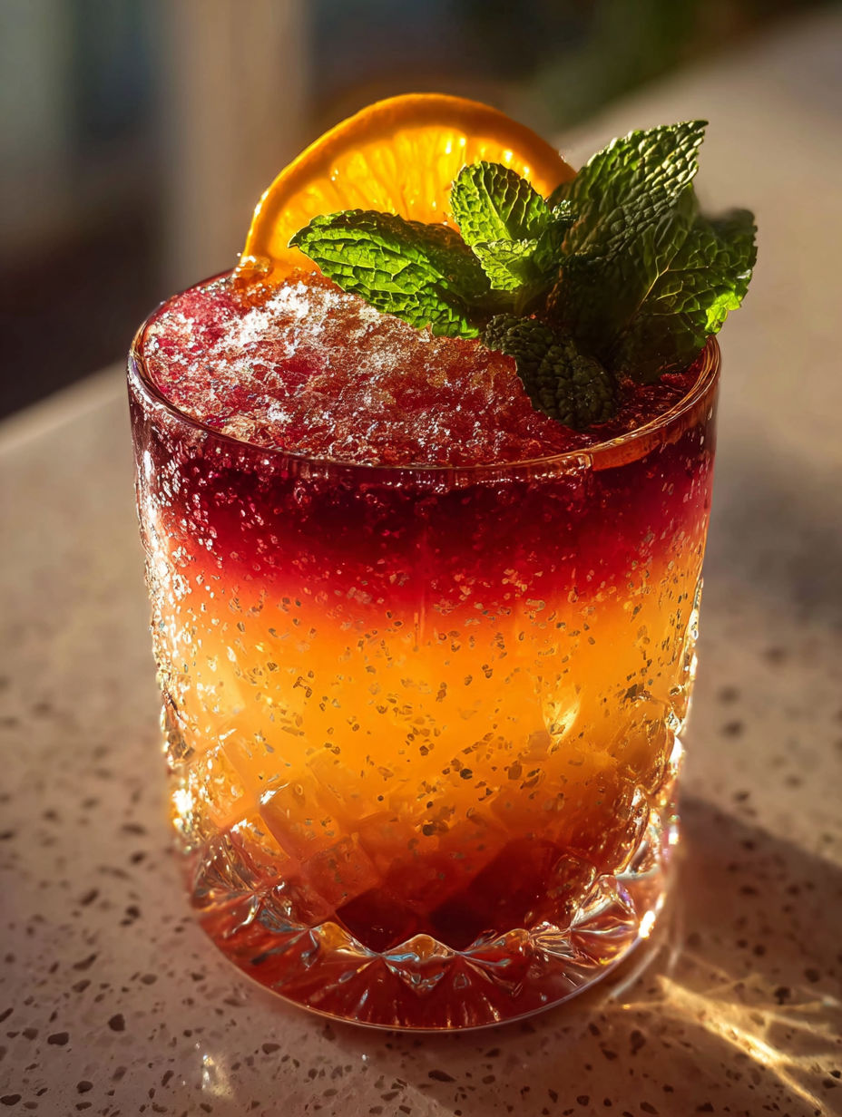 Una bebida sin alcohol con rodaja de naranja encima.