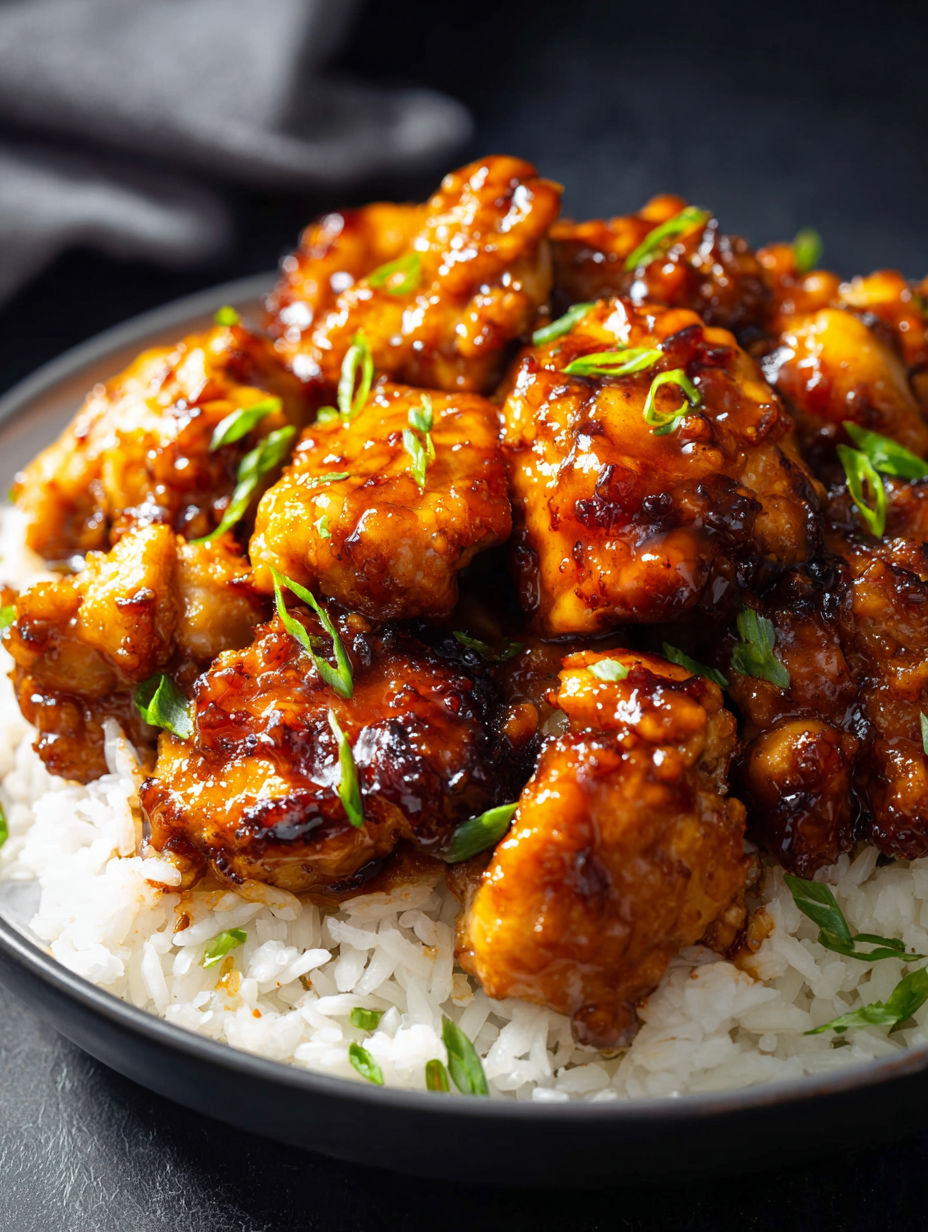 Plato con pollo y arroz.