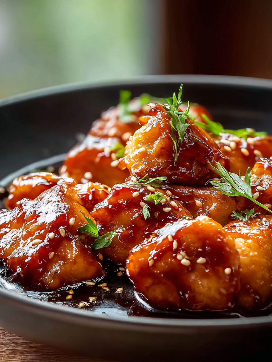Un plato apetitoso de pollo con verduras.