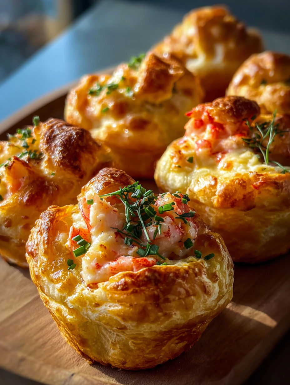 Plato delicioso con pastelitos de cangrejo y galletas de langosta al lado.