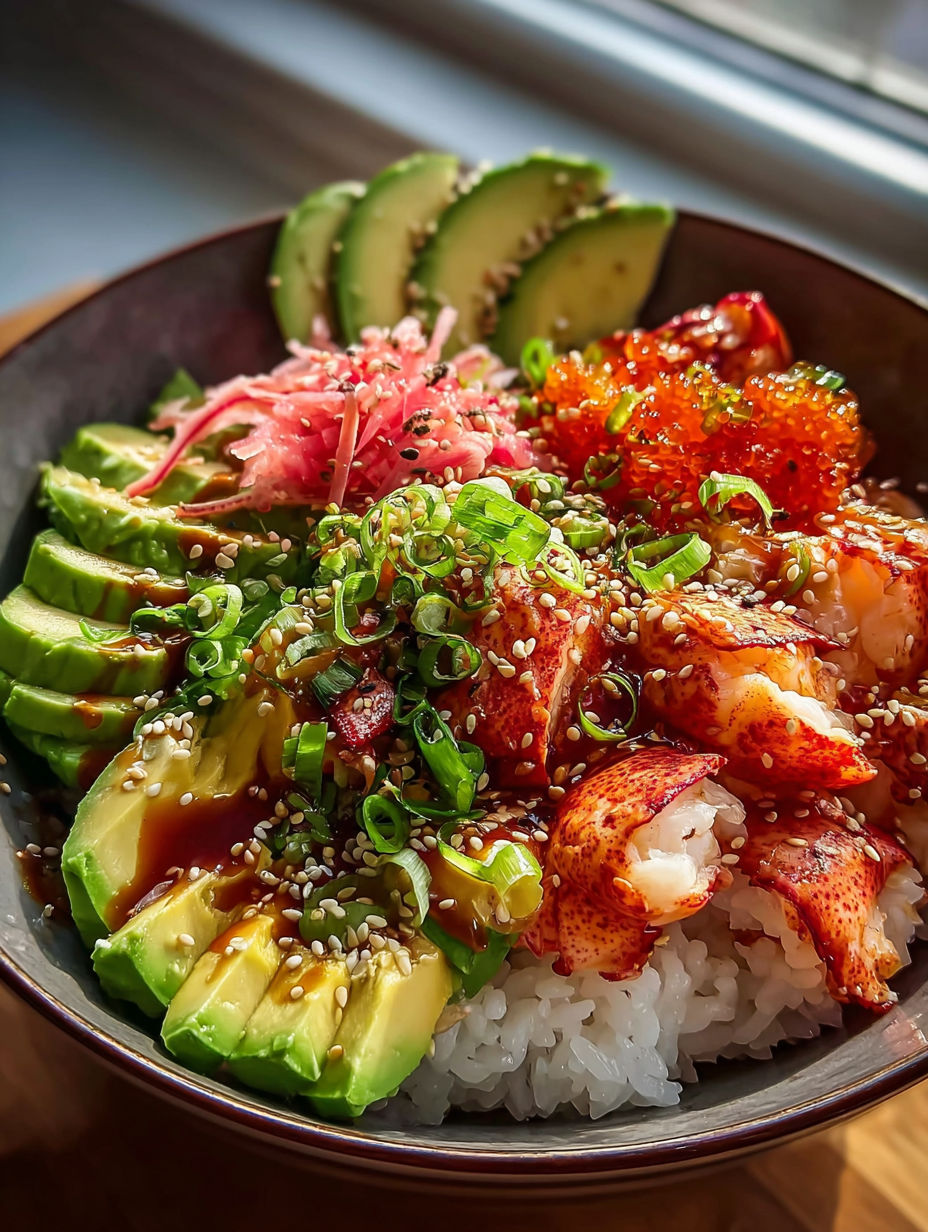 Un bowl con ensalada poke de langosta.