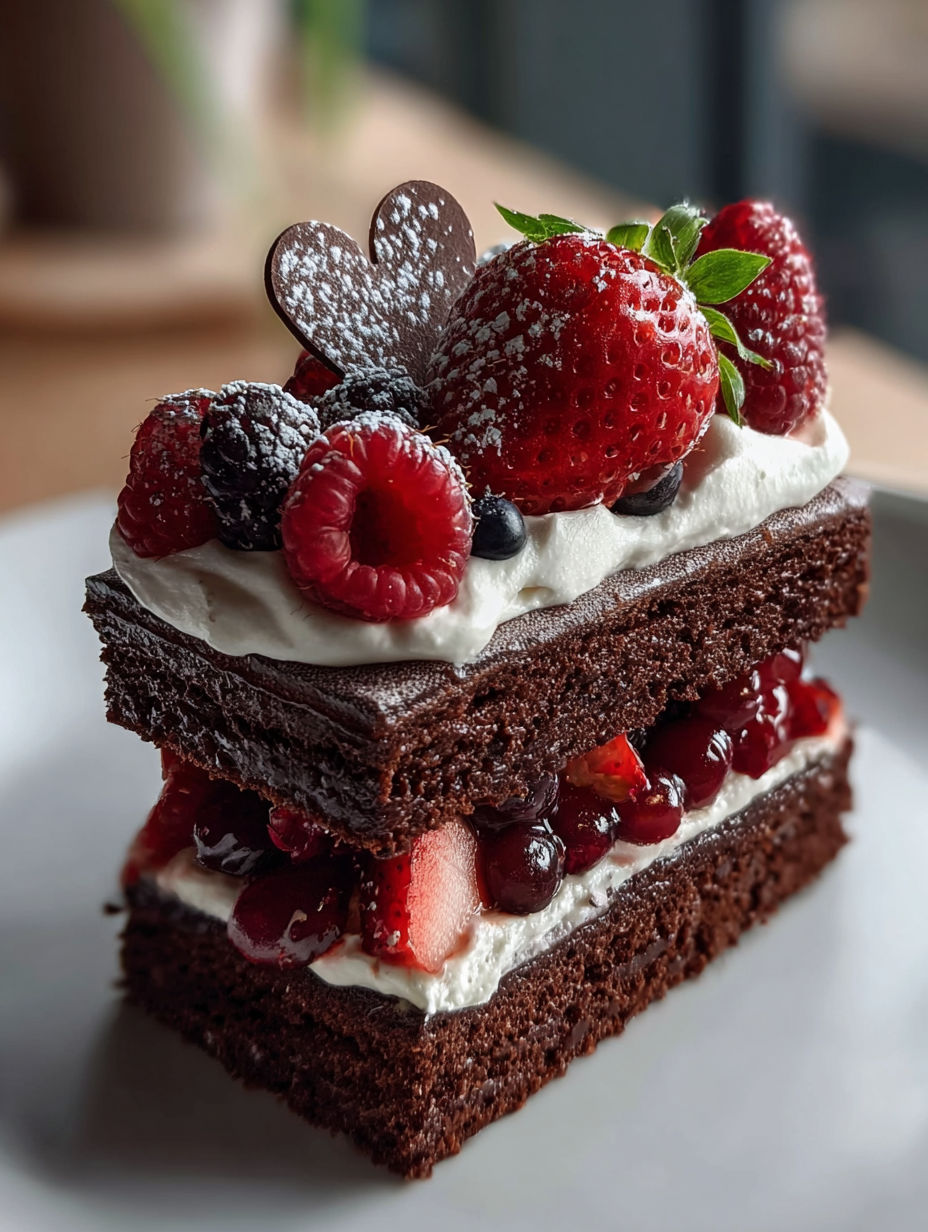 Postre elegante con fresas y chocolate.