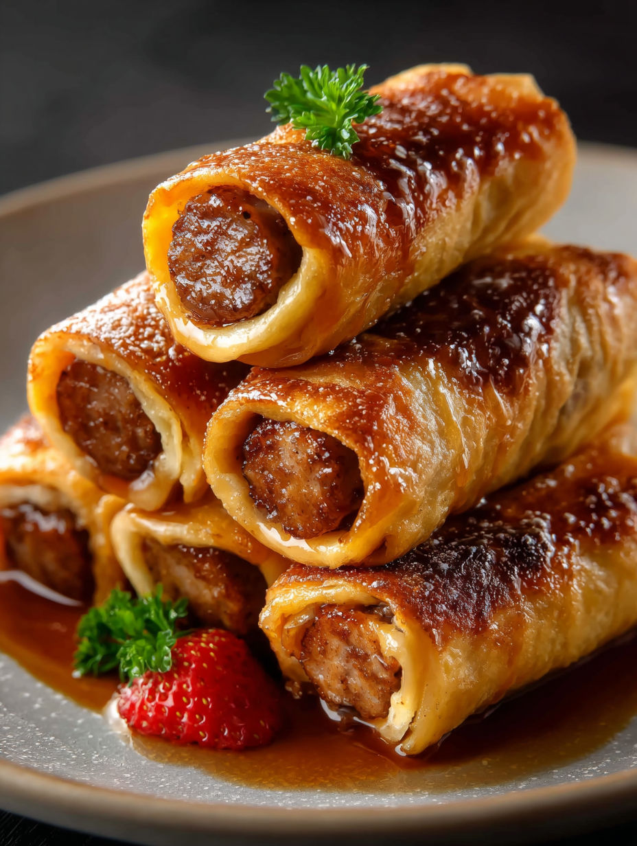 Rollitos de tostada con salchicha