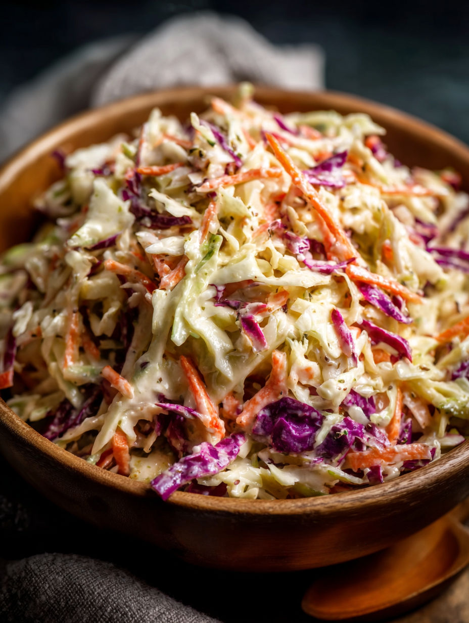 Un bol con coleslaw y diferentes verduras.