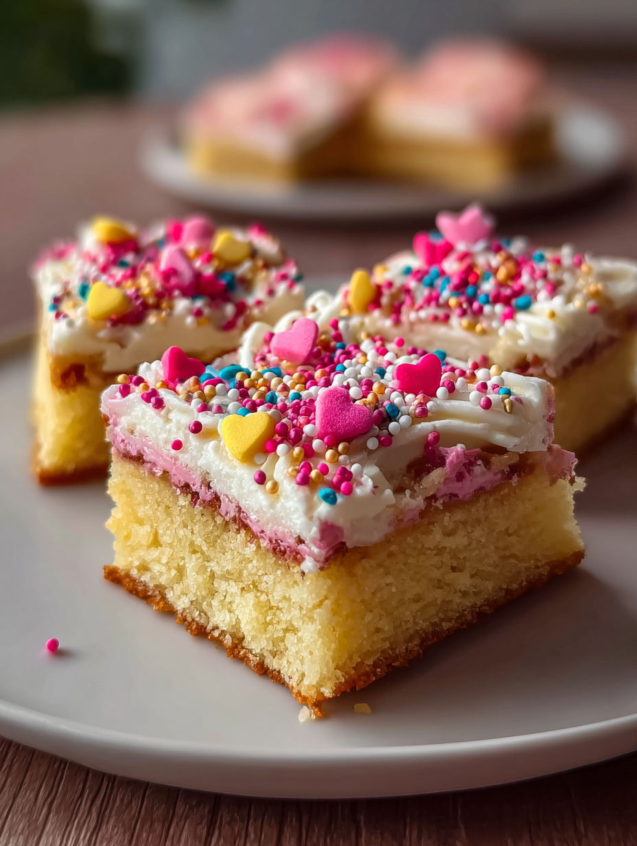 Un plato con barras de galleta de azúcar decoradas con corazones.