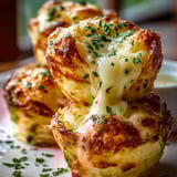 Tres bolitas de queso sobre un plato.