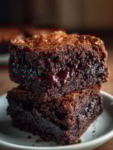 Dos porciones de pastel de chocolate con glaseado de chocolate.