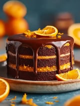 Pastel de chocolate y naranja con ganache