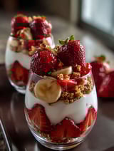 Una rica combinación de yogur y fresas.