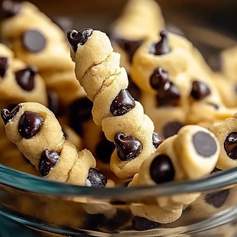 Un bol de tiras de masa con chispas de chocolate.
