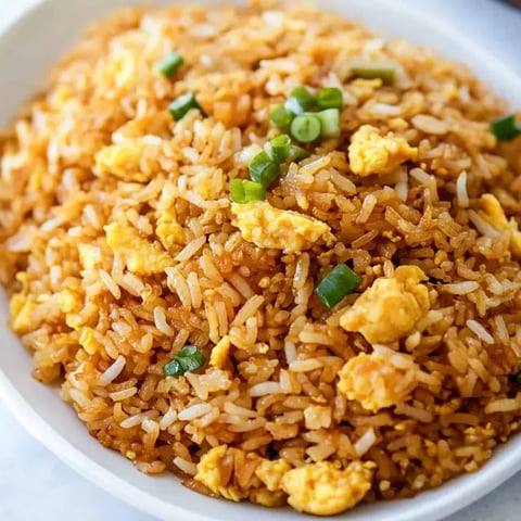 Un plato de arroz con huevos y verduras.