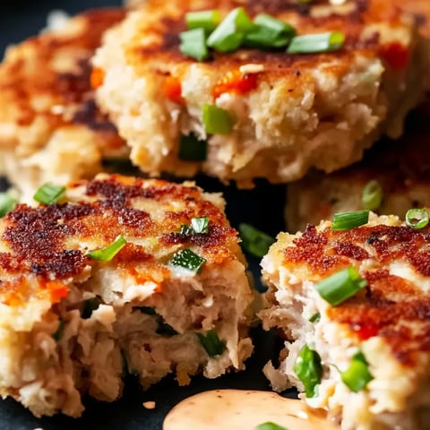 Un plato con tortitas de atún y mayonesa.
