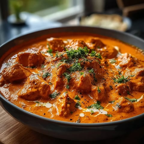 Un plato de pollo tikka masala.