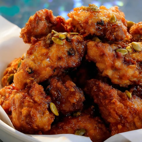 Un plato de Pollo Frito con Miel y Mantequilla.