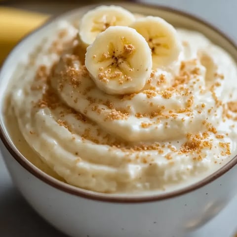 Un bol de queso cottage con plátanos encima.