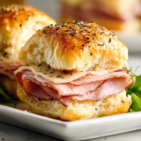 Dos sandwiches de jamón y queso en un plato.