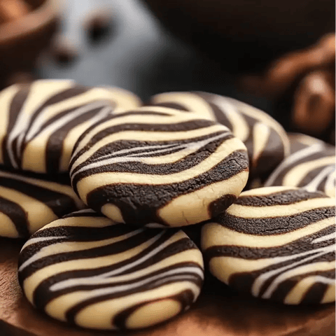 Un plato con galletas de chocolate y blancas.