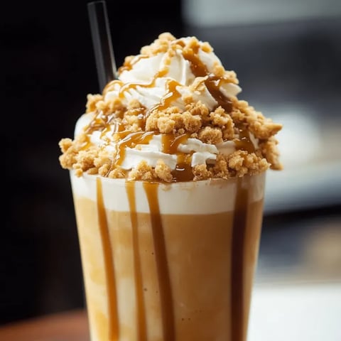 Un vaso con salsa de caramelo y nata.